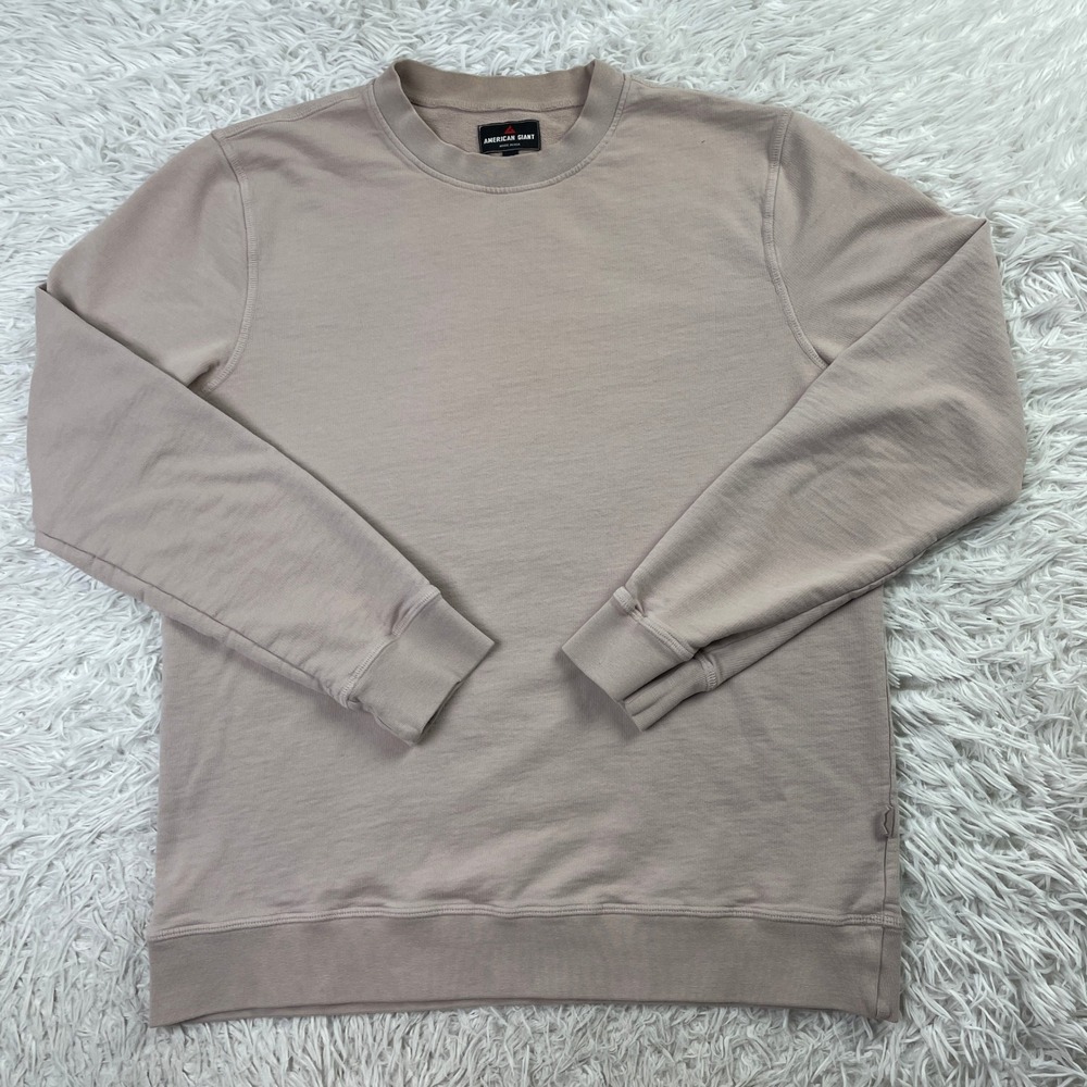 American‎ Giant Sweater Mens Medium Beige French Terry Crewneck USA Made M